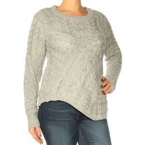 KIIND OF Womens Gray Long Sleeve Jewel Neck Sweater Size: L